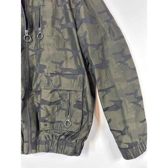 Blank NYC Camo Bomber Jacket Camouflage Military Utility Streetwear Green Sz M - Picture 4 of 11